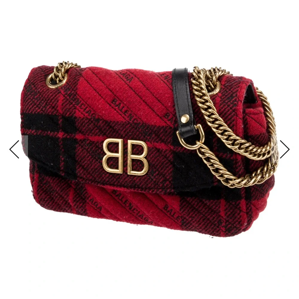 Balenciaga Red and Black Checkered Shoulder Bag - Picture 2 of 5